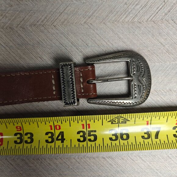 Vintage GAP Brown Leather Western Belt With Silver Buckle Women's Medium - Picture 5 of 6